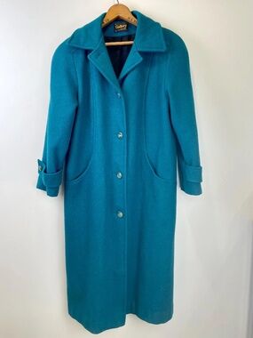 Winter Coat, Teal, Women's Wool Coat Maxi Canada Vintage Fenneli Medium